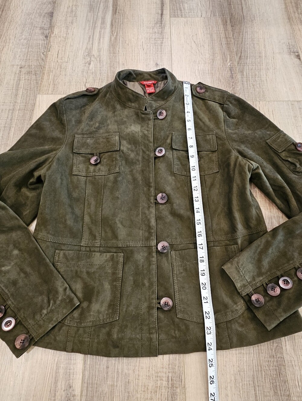 Sundance Suede Leather Jacket Women’s 12 Olive Green Military Utility NWOT - Picture 7 of 9